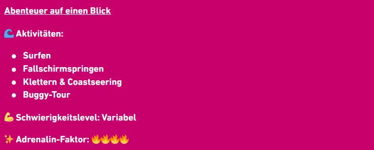 Infografik zu Adrenalin an der Algarve