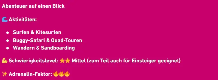 Infografik zu Adrenalin auf Fuerteventura