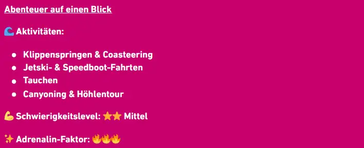 Infografik zu Adrenalin auf Mallorca