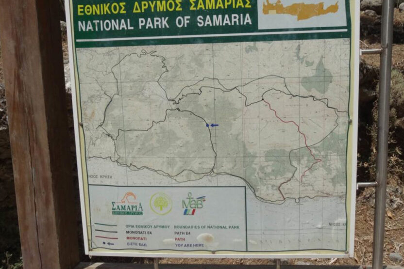 Karte im Nationalpark Samaria