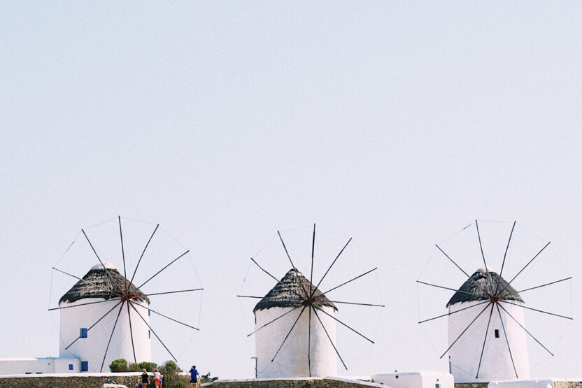 Die bekannten Windmühlen auf dem Hügel Kato Mille