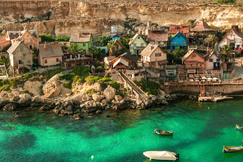 Blick auf das Popeye Village in Malta